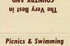 A vintage matchbook cover with text promoting Jack Courts Hidden Valley Ranch in Fremont, California. It mentions picnics and swimming, with live country and Western music on Friday, Saturday, and Sunday nights. Contact number included.
