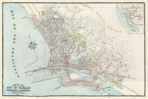 Alameda, California, 1908, Map of the City of Oakland, Berkeley and Alameda, George F. Cram