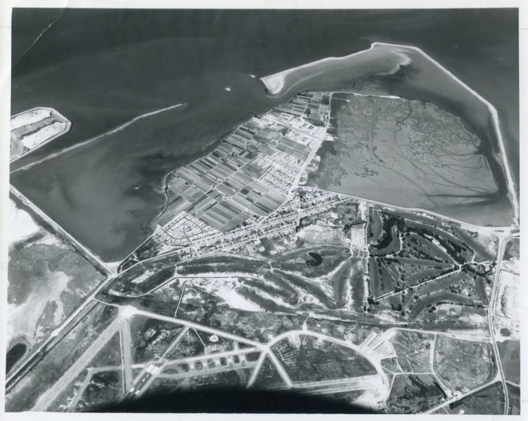 Alameda, California, Bay Farm Island, aerial view 1966 Alamedainfo