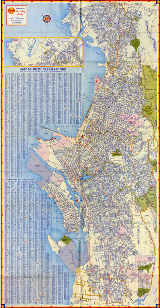 Alameda, California, Shell Map of Oakland East Bay Cities, 1951 ...