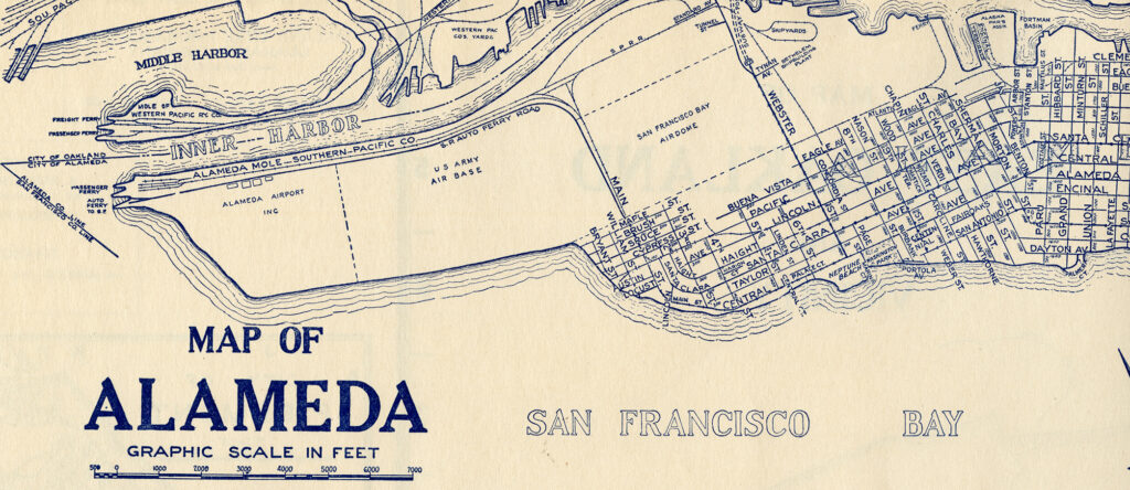 Map Showing West End Of Alameda 1920. Nice View Of Alameda Airport And San Francisco Bay Airdrome Location Of Neptune Beach 1024x444 