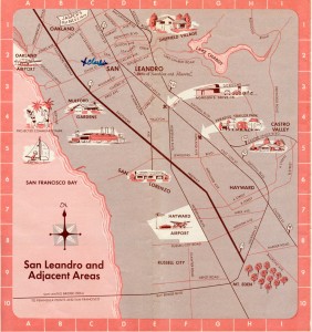 San Leandro, California Map 1954 